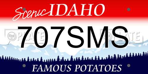 707SMS Idaho License Plate