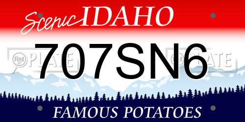 707SN6 Idaho License Plate