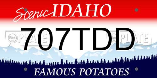 707TDD Idaho License Plate