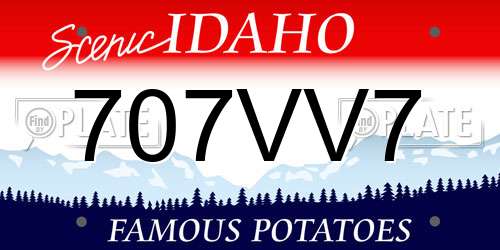 707VV7 Idaho License Plate