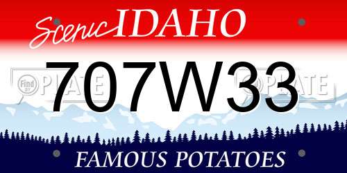 707W33 Idaho License Plate