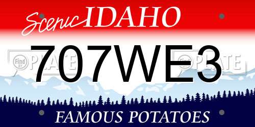 707WE3 Idaho License Plate