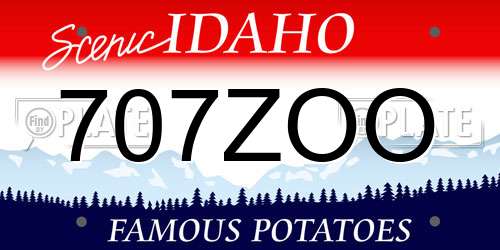 707ZOO Idaho License Plate