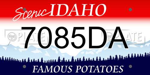 7085DA Idaho License Plate