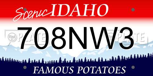 708NW3 Idaho License Plate