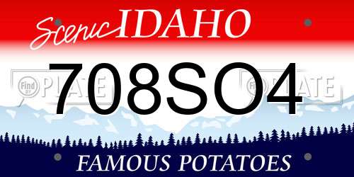 708SO4 Idaho License Plate