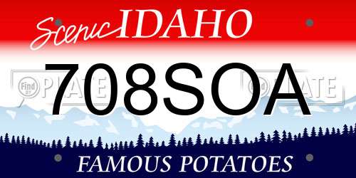 708SOA Idaho License Plate