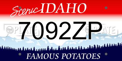 7092ZP Idaho License Plate
