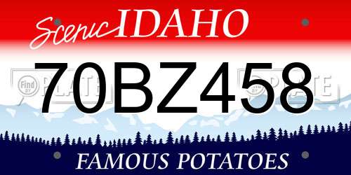 70BZ458 Idaho License Plate