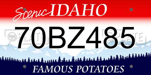 70BZ485 Idaho License Plate