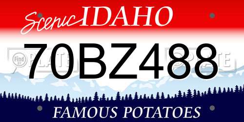 70BZ488 Idaho License Plate
