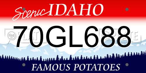 70GL688 Idaho License Plate