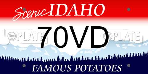 70VD Idaho License Plate