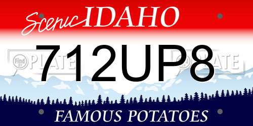 712UP8 Idaho License Plate
