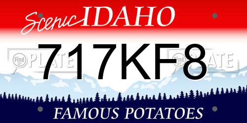 717KF8 Idaho License Plate
