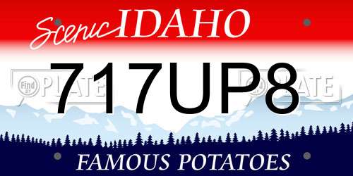 717UP8 Idaho License Plate