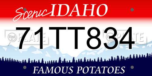 71TT834 Idaho License Plate