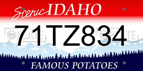 71TZ834 Idaho License Plate