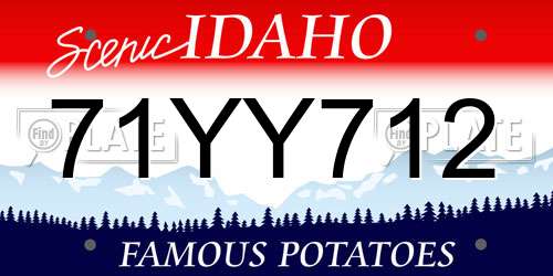 71YY712 Idaho License Plate