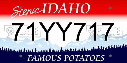 71YY717 Idaho License Plate