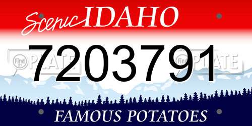 7203791 Idaho License Plate