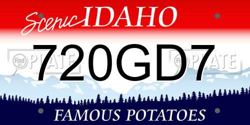 720GD7 Idaho License Plate