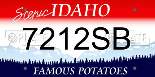 7212SB Idaho License Plate