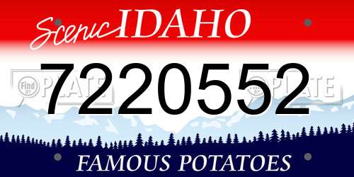 7220552 Idaho License Plate
