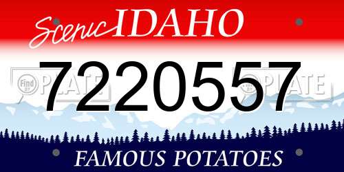 7220557 Idaho License Plate