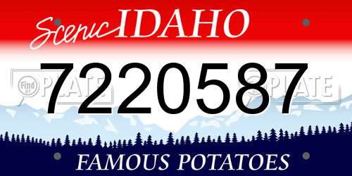 7220587 Idaho License Plate