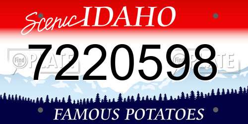 7220598 Idaho License Plate