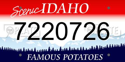 7220726 Idaho License Plate