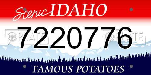 7220776 Idaho License Plate