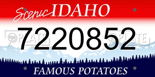 7220852 Idaho License Plate