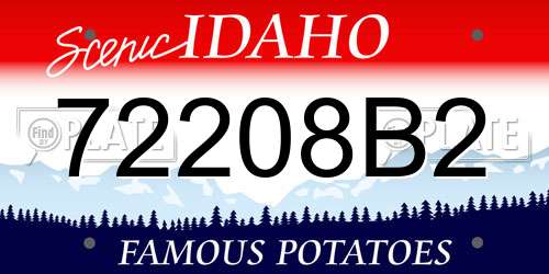 72208B2 Idaho License Plate