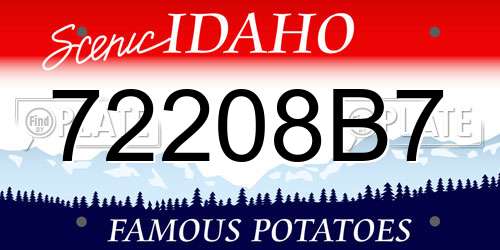 72208B7 Idaho License Plate
