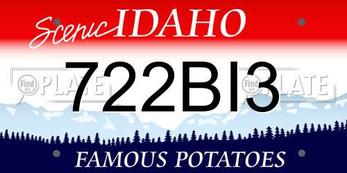 722BI3 Idaho License Plate