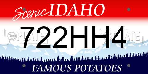 722HH4 Idaho License Plate
