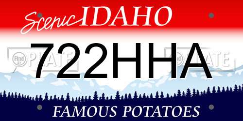 722HHA Idaho License Plate