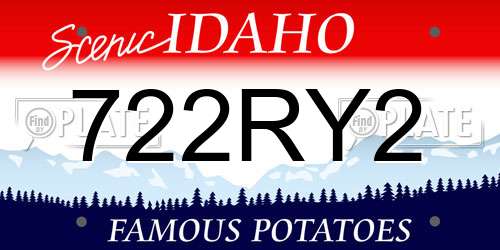 722RY2 Idaho License Plate