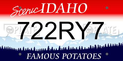 722RY7 Idaho License Plate