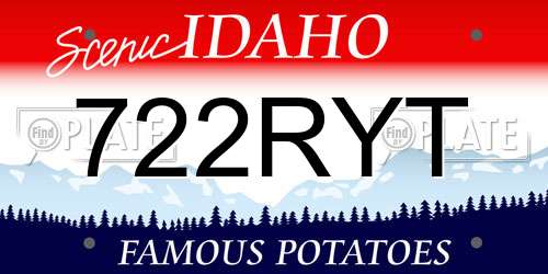 722RYT Idaho License Plate