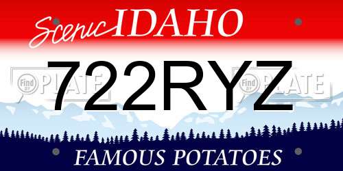 722RYZ Idaho License Plate