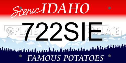 722SIE Idaho License Plate