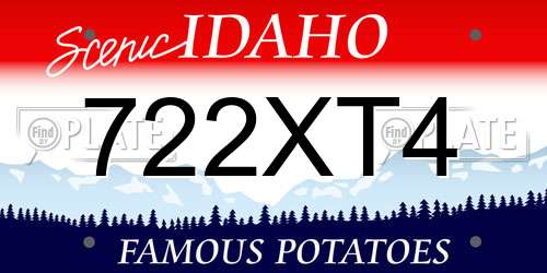 722XT4 Idaho License Plate