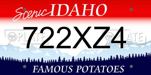 722XZ4 Idaho License Plate