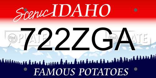 722ZGA Idaho License Plate