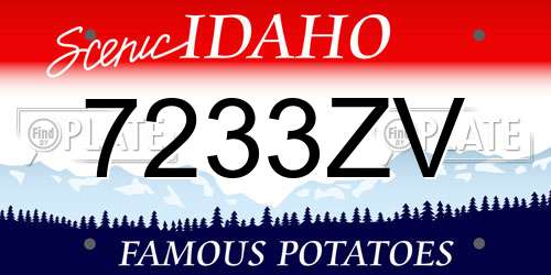 7233ZV Idaho License Plate
