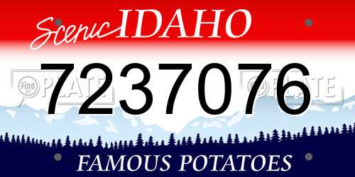 7237076 Idaho License Plate