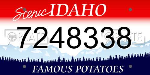 7248338 Idaho License Plate